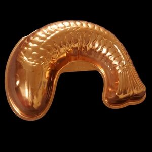 Vintage Gelatin Jello Mold Fish Salmon ~ Copper Tone~ Large 5 1/2 Cups